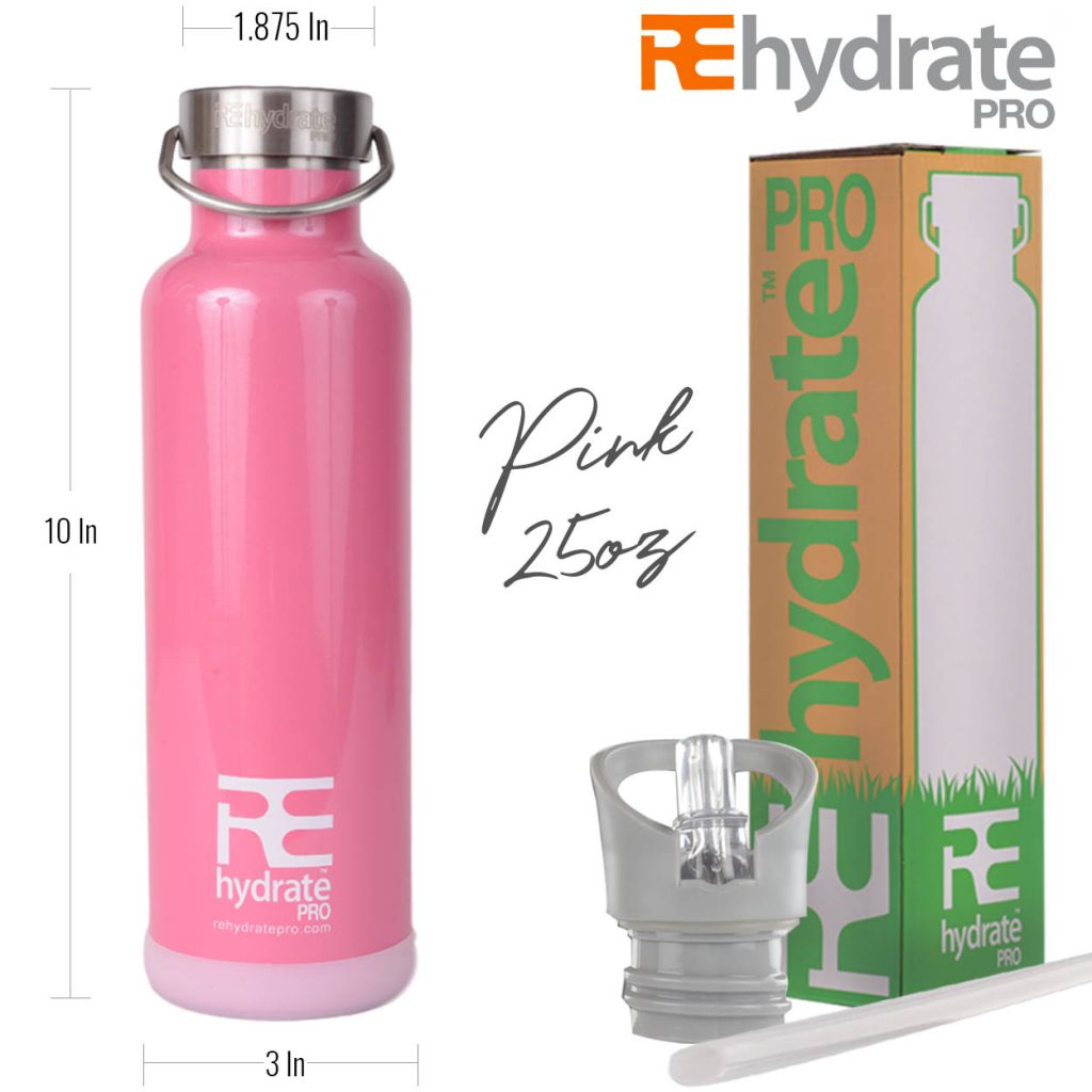 Rehydrate Pro Pink Bottle | 25oz | Stainless Steel | Straw